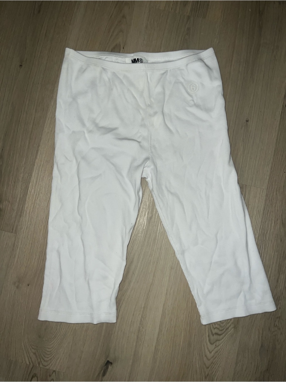 NWT MM6 Maison Margiela Ribbed Cotton Leggings White Size L